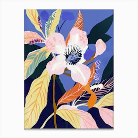 Colourful Flower Illustration Periwinkle 1 Canvas Print