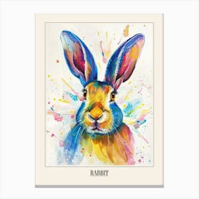 Rabbit Colourful Watercolour 2 Poster Canvas Print