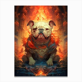 Bulldog In Flames Canvas Print
