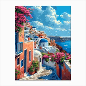 Blossoming Beauty Santorini Whit Canvas Print