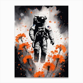 Abstract Astronaut Flowers Painting (11) Canvas Print