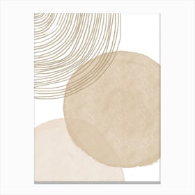 Beige Circles Line Art Canvas Print