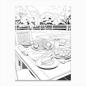 Line Art Inspired By The Luncheon On The Grass 4 Canvas Print