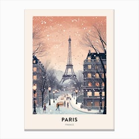 Winter Night  Travel Poster Paris France 1 Canvas Print
