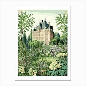 Château De Chenonceau Gardens, France Vintage Botanical Canvas Print