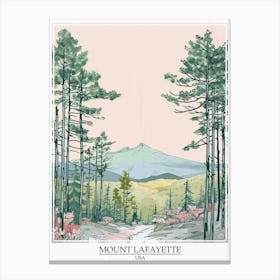 Mount Lafayette Usa Color Line Drawing 1 Poster Canvas Print