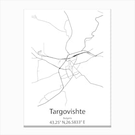 Targovishte,Bulgaria Minimalist Map Canvas Print