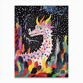 Dragon Flat Crayon Illustration 3 Canvas Print