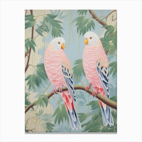 Vintage Japanese Inspired Bird Print Budgerigar 2 Canvas Print