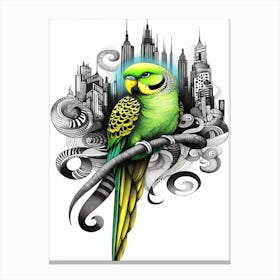 Chico Parrot Cityscape Canvas Print