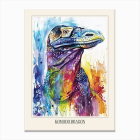 Komodo Dragon Colourful Watercolour 2 Poster Canvas Print
