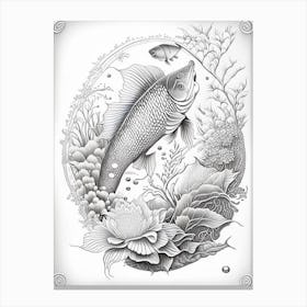 Kohaku Koi Fish Haeckel Style Illustastration Canvas Print