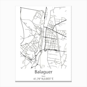 Balaguer,Spain Minimalist Map Canvas Print