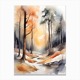 Watercolor Of A Forest . 2 Canvas Print