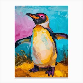 Galapagos Penguin Zavodovski Island Colour Block Painting 1 Canvas Print