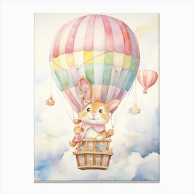 Baby Rabbit 4 In A Hot Air Balloon Canvas Print