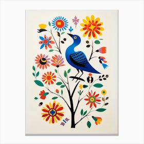Scandinavian Bird Illustration Mockingbird 3 Canvas Print