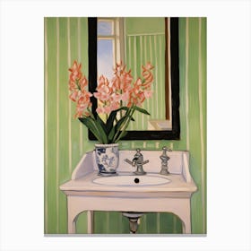 Bathroom Vanity Painting With A Gladiolus Bouquet 1 Canvas Print