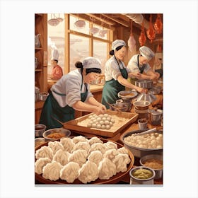 Dumpling Making Chinese New Year 10 Canvas Print