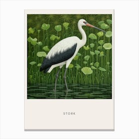 Ohara Koson Inspired Bird Painting Stork 3 Poster Canvas Print