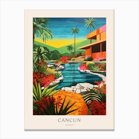 Cancun, Mexico 1 Midcentury Modern Pool Poster Canvas Print