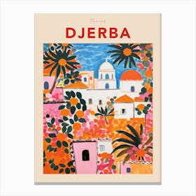 Djerba Tunisia Fauvist Travel Poster Canvas Print