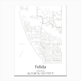 Felida,United States Minimalist Map Canvas Print