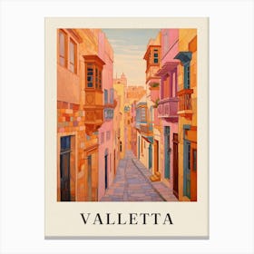 Valletta Malta 4 Vintage Pink Travel Illustration Poster Canvas Print