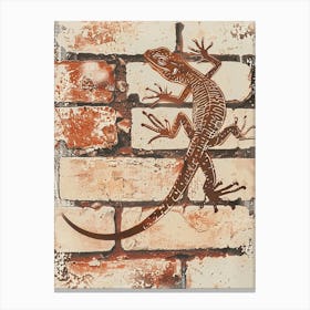 Iguana On A Brick Wall Block Print 2 Canvas Print