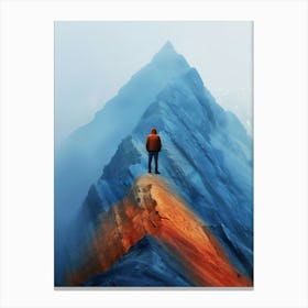 Man Standing On Top Of Mountain 1 Canvas Print