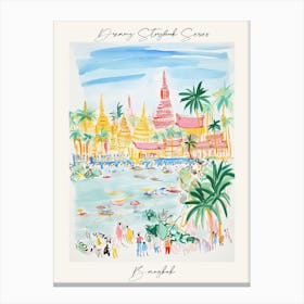 Poster Of Bangkok, Dreamy Storybook Illustration 1 Canvas Print