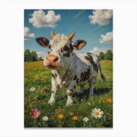 Cow In A Field 4 Canvas Print