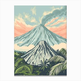 Mount Yasur Vanuatu Color Line Drawing (4) Canvas Print