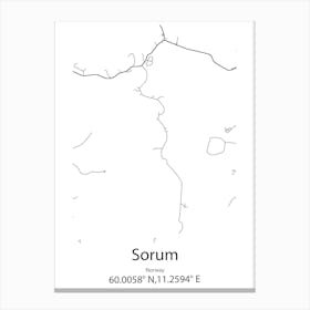 Sorum,Norway Minimalist Map Canvas Print