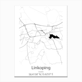 Linkoping,Sweden Minimalist Map Canvas Print