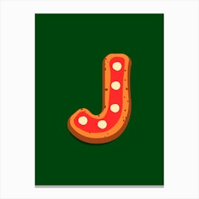 Gingerbread Christmas Letters Living Room Holiday Display Green 10 Canvas Print