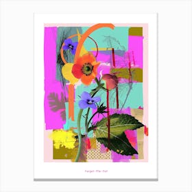 Forget Me Not 5 Neon Flower Collage Poster Canvas Print