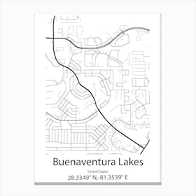 Buenaventura Lakes,United States Minimalist Map 1 Canvas Print