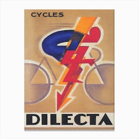 Dileta Cycles, Bicycle, Art Deco, Cyclist, Vintage Poster Canvas Print