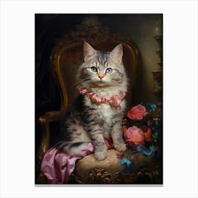 Royal Cat Portrait Rococo Style 3 Canvas Print