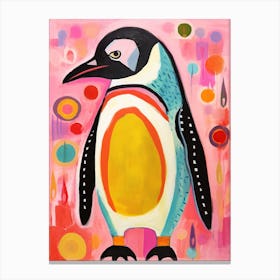 Pink Scandi Penguin 2 Canvas Print