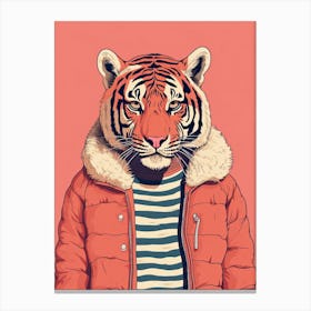 Tiger Illustrations Wearing A Winter Jumper 2 Canvas Print