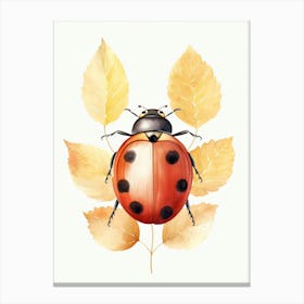 Ladybug Watercolour In Autumn Colours 0 Canvas Print