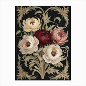 Peonies In A Vase William Morris Style Canvas Print