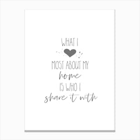 What I Love Most About My Home Canvas Print