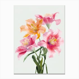 Lilies Flowers Acrylic Painting In Pastel Colours 7 Canvas Print