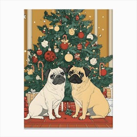 Christmas Pugs 4 Canvas Print