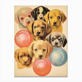 Collection Of Vintage Puppies Kitsch Canvas Print