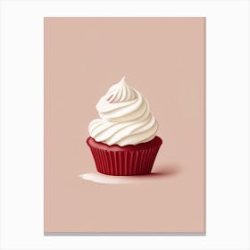 Red Velvet Cupcake Dessert Retro Minimal 1 Flower Canvas Print