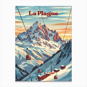 La Plagne France Sunset Digital Travel Art Canvas Print